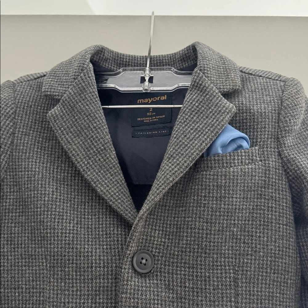 ♣️ Mayoral Charcoal Blazer with Sky Blue Accent ♣️